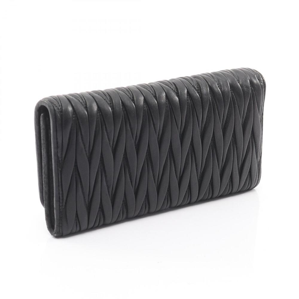 Miu Miu Bi fold Long Wallet Leather Black - Picture 2 of 6